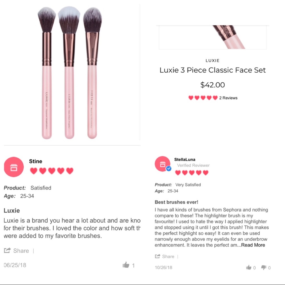 For @roxie2929 Only Luxie NEW Beautiful Rose Gold 3 Pc Set of Makeup Brushes - Picture 7 of 10
